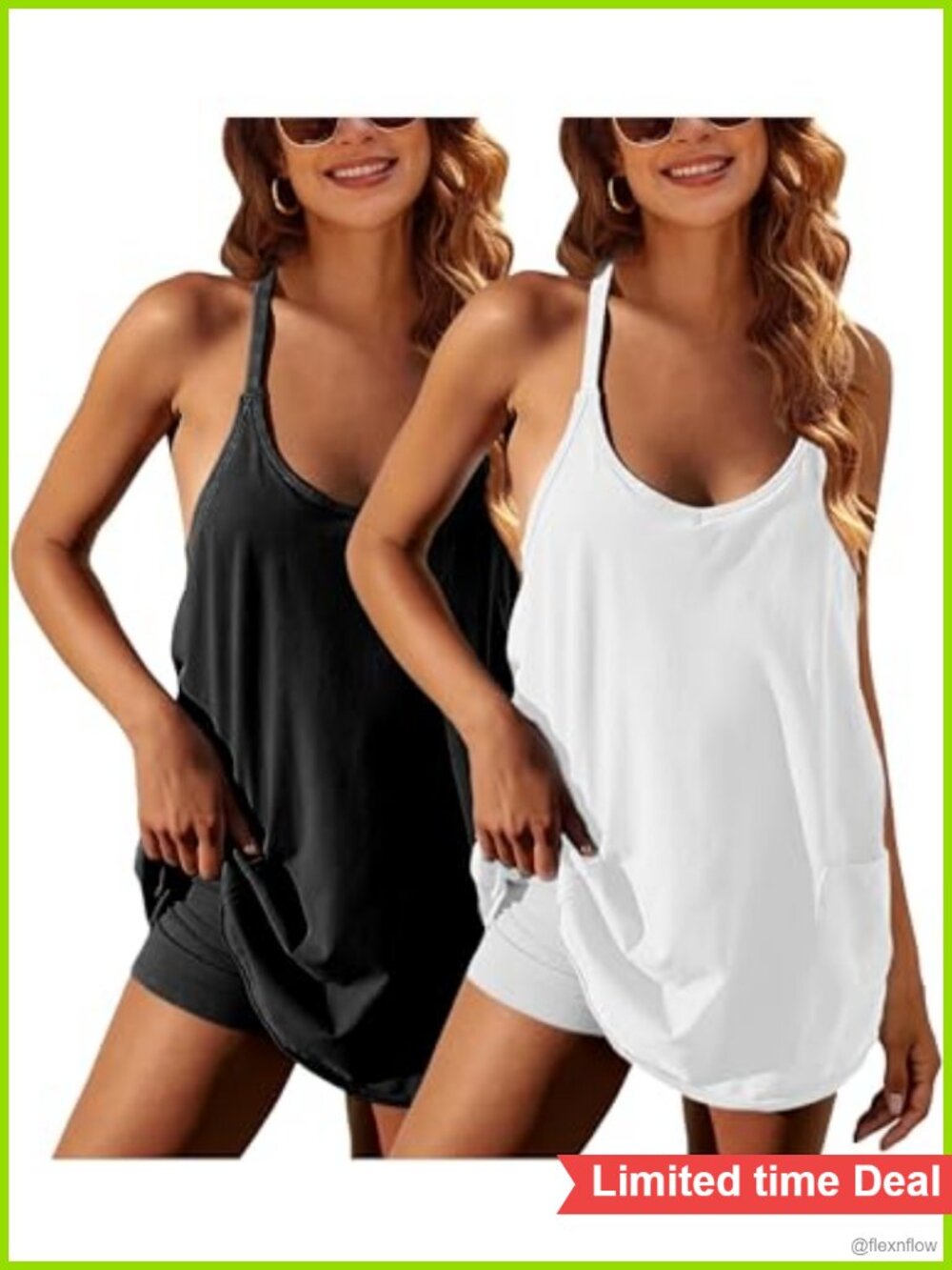 Spaghetti Strap Active Mini Dress Built in Shorts Tennis Workout Romper